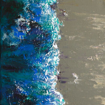 Painting titled "Beach from top, sem…" by Marine Kubert, Original Artwork, Acrylic Mounted on Wood Stretcher frame