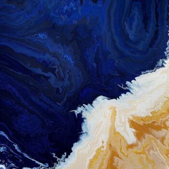 Painting titled "OCEAN WAVES" by Marine Marquette, Original Artwork, Acrylic Mounted on Wood Stretcher frame
