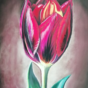 Schilderij getiteld "La Tulipe" door Marine Sansas, Origineel Kunstwerk, Pastel