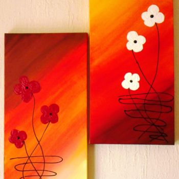 Painting titled "MES FLEURS PREFERES" by Marine, Original Artwork