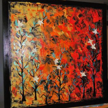 Painting titled "FORÊT D'AUTOMNE" by Marine, Original Artwork, Acrylic