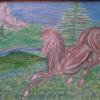 Painting titled "Horse on the Summer…" by Marino Cargnel, Original Artwork