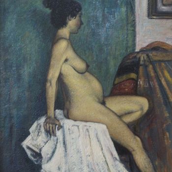 Painting titled "L'attesa 1" by Marino Nagro, Original Artwork