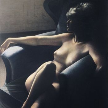 Painting titled "Nudo in poltrona" by Marino Nagro, Original Artwork