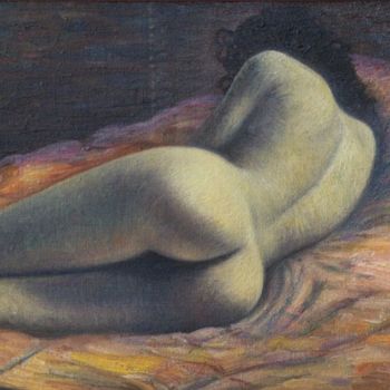 Painting titled "Nudo di spalle" by Marino Nagro, Original Artwork