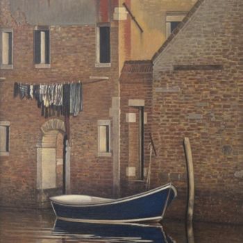 Painting titled "Calle di Venezia" by Marino Nagro, Original Artwork