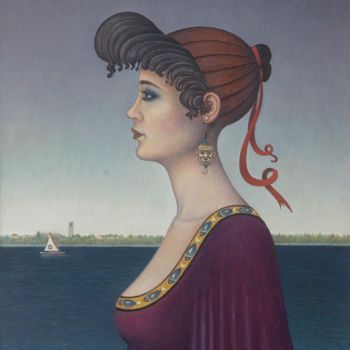 Painting titled "La veneziana" by Marino Nagro, Original Artwork