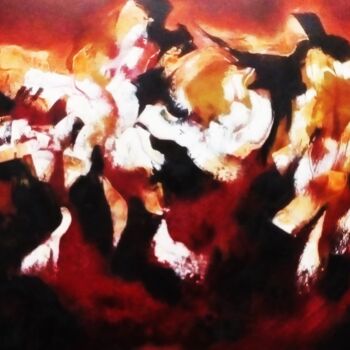 Pintura intitulada "La fiesta de la mue…" por Mario Enap, Obras de arte originais, Óleo