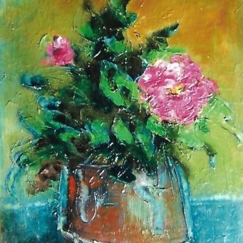 Painting titled "camelia" by Mario Fanconi, Original Artwork, Oil