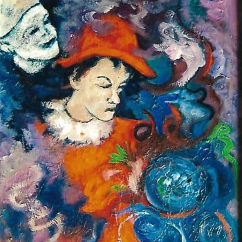 Painting titled "7-due-clown-" by Mario Fanconi, Original Artwork, Oil
