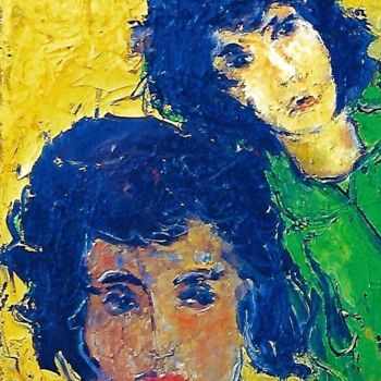 Ζωγραφική με τίτλο "2-due-sorelle" από Mario Fanconi, Αυθεντικά έργα τέχνης, Λάδι