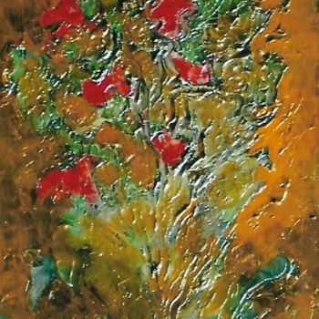 Painting titled "fiori rossi" by Mario Fanconi, Original Artwork, Oil