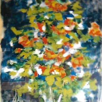 Malerei mit dem Titel "1-fioritura-" von Mario Fanconi, Original-Kunstwerk, Pastell Auf Holzplatte montiert