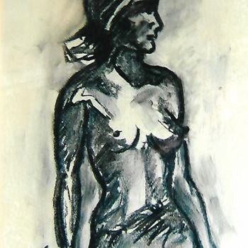 Картина под названием "10-nudo-carboncino-" - Mario Fanconi, Подлинное произведение искусства, Темпера