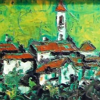 Pittura intitolato "6-villaggio-" da Mario Fanconi, Opera d'arte originale, Olio