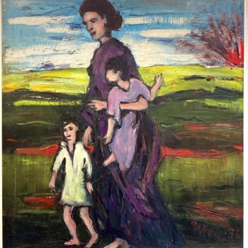 Painting titled "Madre in fuga" by Mario Fanconi, Original Artwork, Oil