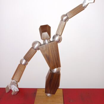 Sculpture titled "Robot AMB003" by Mario Forget (Atelier Méta-Bois), Original Artwork, Aluminium