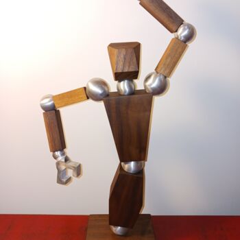 Sculpture titled "Robot AMB 007" by Mario Forget (Atelier Méta-Bois), Original Artwork, Aluminium