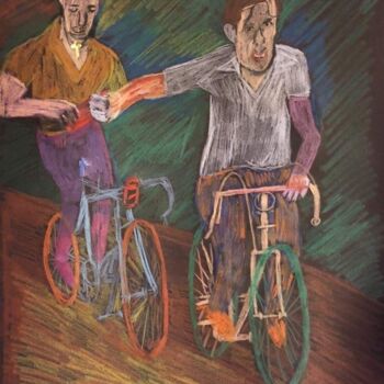 Painting titled "Gino e Fausto" by Mario Pratesi, Original Artwork, Pastel