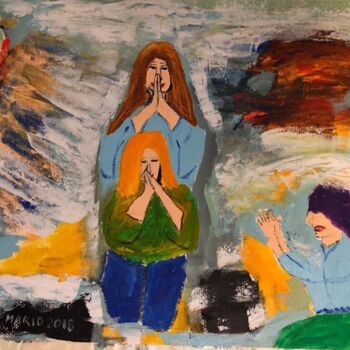 Painting titled "the prayer" by Mario Pratesi, Original Artwork, Oil