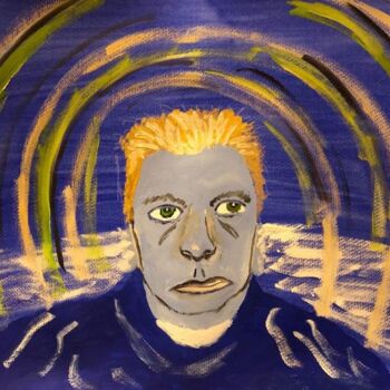 Pittura intitolato "mal di testa in blu" da Mario Pratesi, Opera d'arte originale, Olio