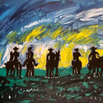 Painting titled "I gauchos" by Mario Pratesi, Original Artwork, Oil