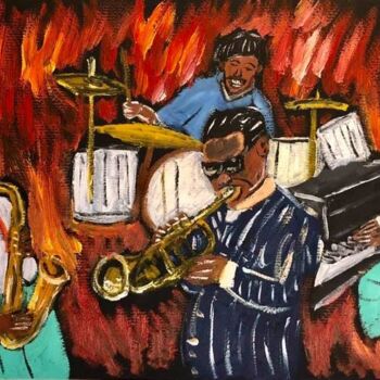 Pintura titulada "Jazzisti all’inferno" por Mario Pratesi, Obra de arte original, Oleo