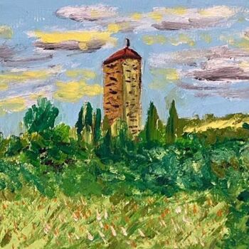 Malerei mit dem Titel "Il castello di sant…" von Mario Pratesi, Original-Kunstwerk, Öl