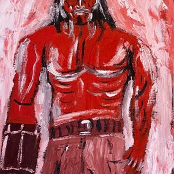 Картина под названием "Hellboy" - Mario Pratesi, Подлинное произведение искусства, Масло