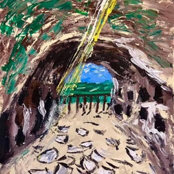 Pittura intitolato "Grotta a Tursi" da Mario Pratesi, Opera d'arte originale, Olio