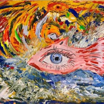 Pintura titulada "Pesce occhio" por Mario Pratesi, Obra de arte original, Oleo