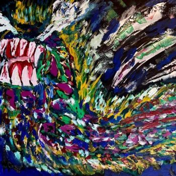 Pittura intitolato "Il serpente piumato" da Mario Pratesi, Opera d'arte originale, Olio