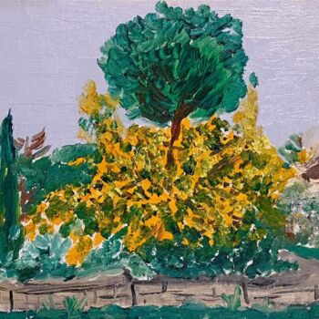 Pittura intitolato "La mimosa della mem…" da Mario Pratesi, Opera d'arte originale, Olio