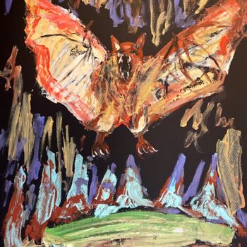 Malarstwo zatytułowany „Il pipistrello” autorstwa Mario Pratesi, Oryginalna praca, Olej