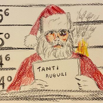 Рисунок под названием "Reward Santa Claus" - Mario Pratesi, Подлинное произведение искусства, Цветные карандаши