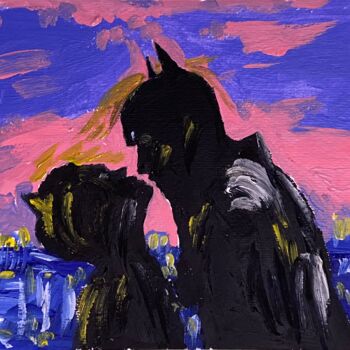 Peinture intitulée "Batman loves catwom…" par Mario Pratesi, Œuvre d'art originale, Huile