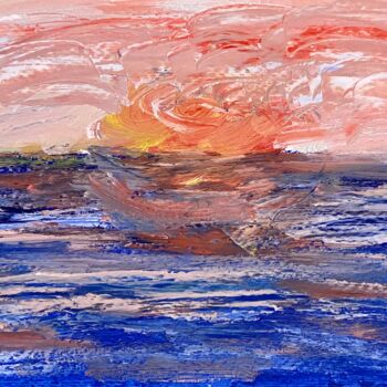 제목이 "Tramonto sul mare"인 미술작품 Mario Pratesi로, 원작, 기름