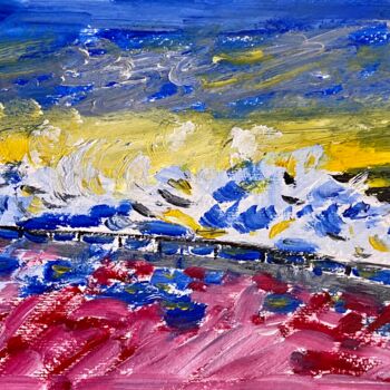 Peinture intitulée "Lungomare in tempes…" par Mario Pratesi, Œuvre d'art originale, Huile
