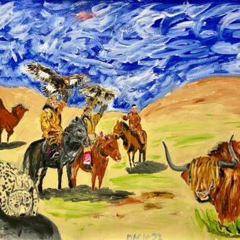 Painting titled "Mongolia" by Mario Pratesi, Original Artwork, Oil