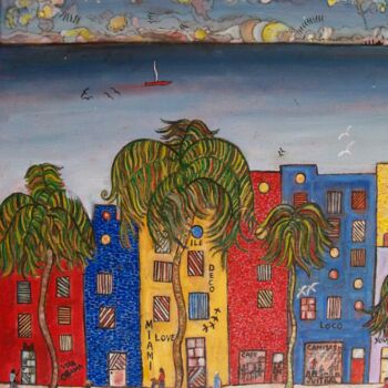 Painting titled "Citylandscape" by Mario Spallino, Original Artwork, Oil