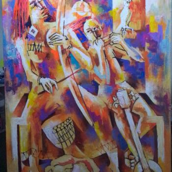 Pintura intitulada "Rava e Davi" por Mario Tique, Obras de arte originais, Acrílico Montado em Armação em madeira
