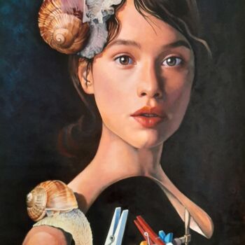 Pintura intitulada "La collezionista di…" por Mario Venza, Obras de arte originais, Acrílico
