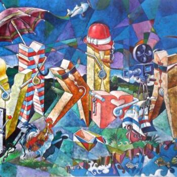 Peinture intitulée "la Croisette" par Mario Venza, Œuvre d'art originale
