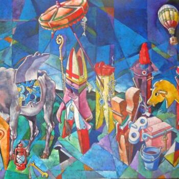 Pintura titulada "la paranza" por Mario Venza, Obra de arte original, Acrílico Montado en Bastidor de camilla de madera