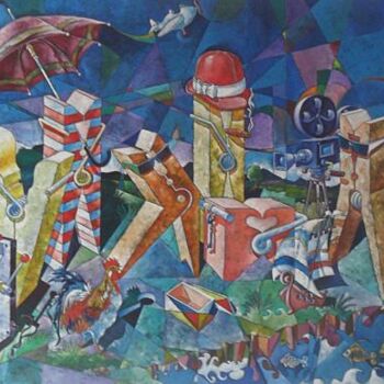 Pintura intitulada "La croisette de Can…" por Mario Venza, Obras de arte originais, Acrílico Montado em Armação em madeira
