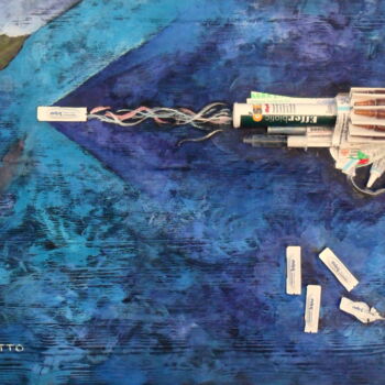 Collages intitolato "L'arma del delitto" da Mario Venza, Opera d'arte originale, Collages