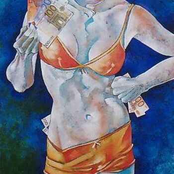 Schilderij getiteld "una donna ricca" door Mario Venza, Origineel Kunstwerk