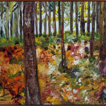 Painting titled "O BOSQUE" by Mário Brazil, Original Artwork, Oil