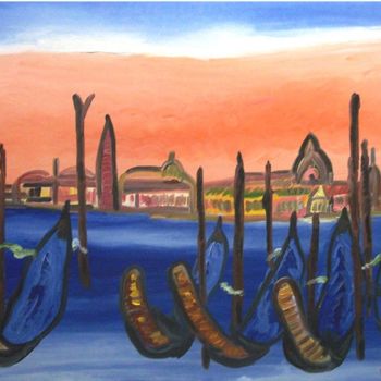Pintura titulada "Crepúsculo em Veneza" por Mário Brazil, Obra de arte original, Oleo