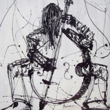 Painting titled "VIOLONCELO" by Mário Fresco, Original Artwork, Oil